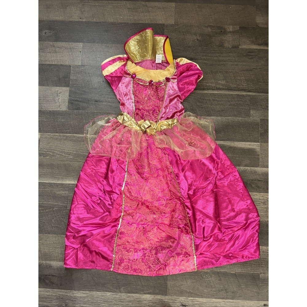 Royal Queen Pink Gold Child Halloween Costume Dress L(10-12)
